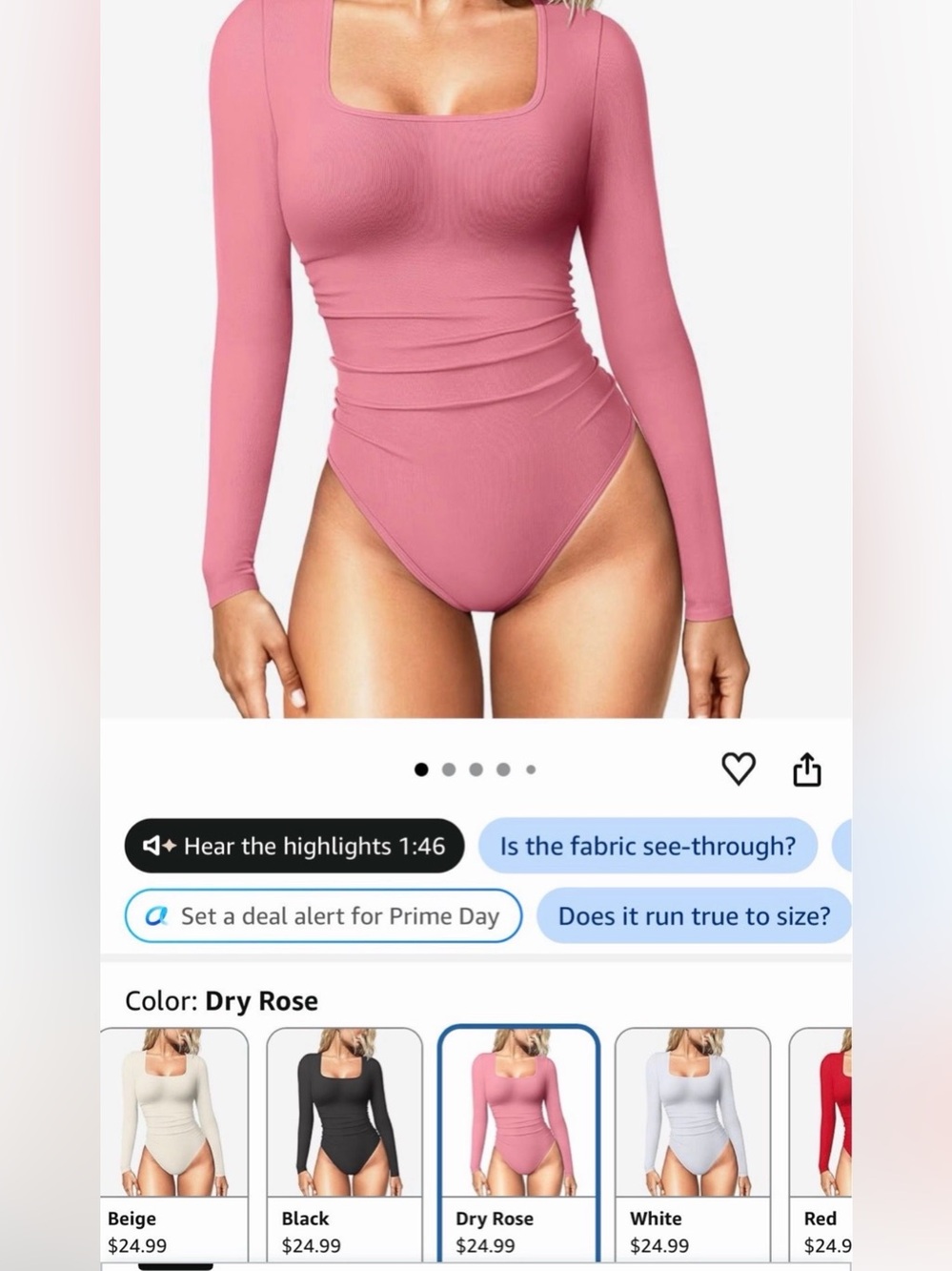 OQQ Long Sleeve Bodysuit - Mauve Pink